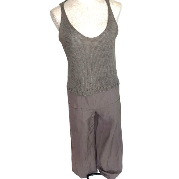 Crea Concept Pant Set Womens Three Piece Tank Top Trousers Shrug Cotton Linen - Picture 10 of 14